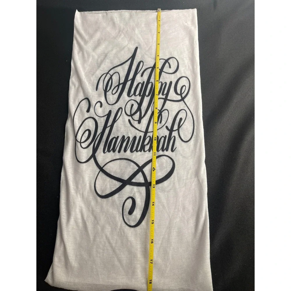Happy Hanukkah Script Graphic White Tube Scarf Neck Gaiter Holiday Festive